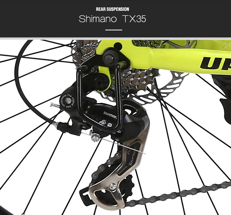 Flash Deal GT-UPPER Mountain Bike Full Suspension Steel Foldable Frame 24 Speed Shimano Mechanic Brake Wheel Whith Spokes 8