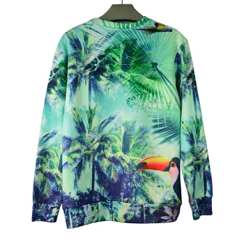 

Spring Autumn Alien Print Loose casual Barcode Creative Camouflage Art green outerwear long-sleeve pullover sweatshirt