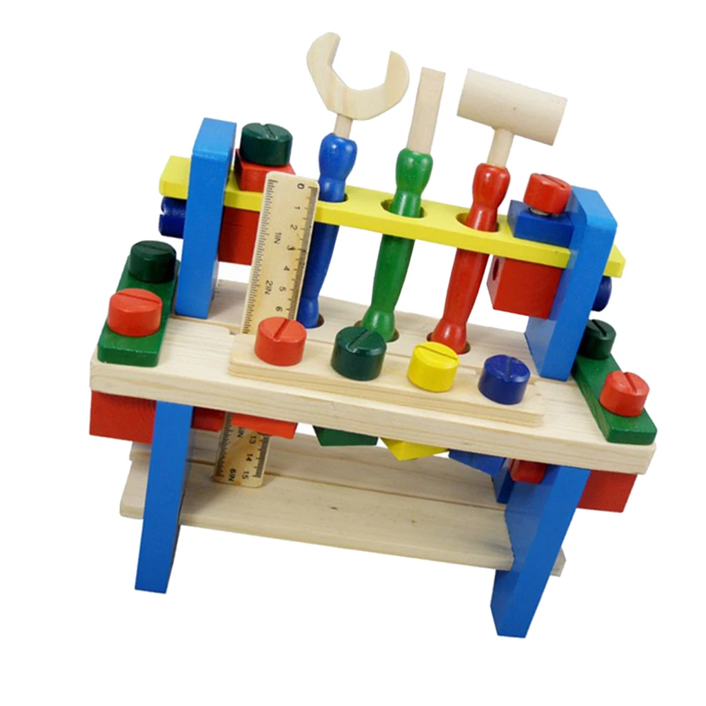 

Nuts Screws Blocks Building Kit - Assembly Pretend Play Toys - Wooden Construction Tool - Montessori Tooling Toys for Kids