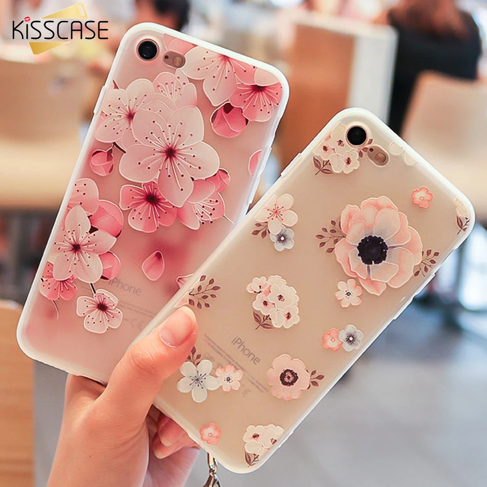 

Glitter Diamond Phone Case For iPhone 6 6S Cute Flower Matte Back Cover For iPhone 6 6s Plus Soft TPU Silicone Shell Flower Capa