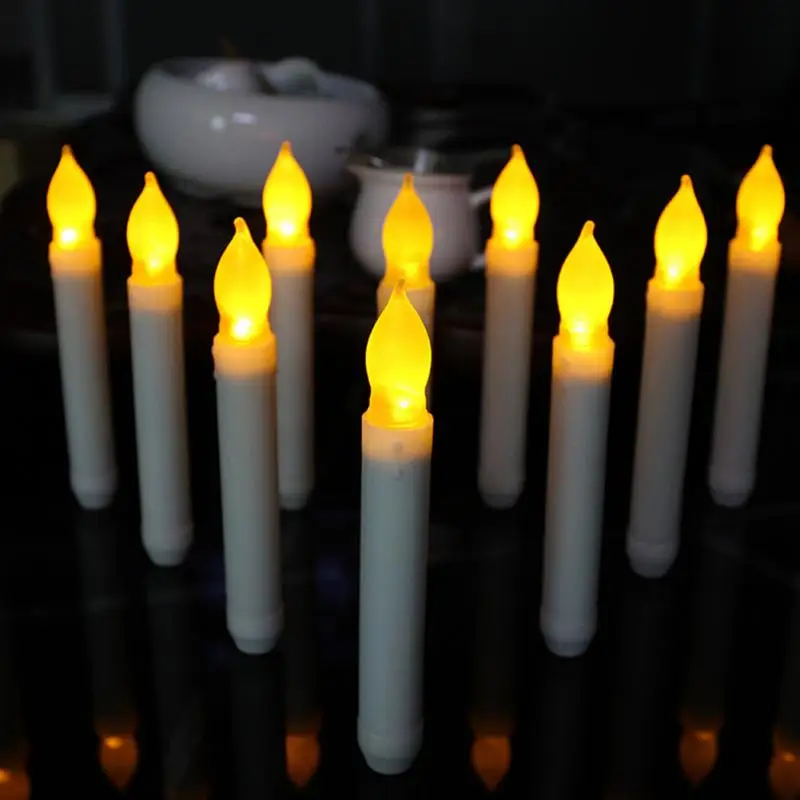 Широкое использование набора из 12 пластиковых полос лампы головы пламени мерцания светодиодный свечи