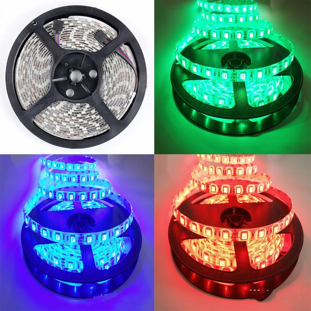 50 м 5050 DC12V RGB Водонепроницаемый без Водонепроницаемый 60 Светодиодный/M красные, синие; Цвет зеленый, желтый, новогодние гирлянды светодиодный светодиод лента Fit