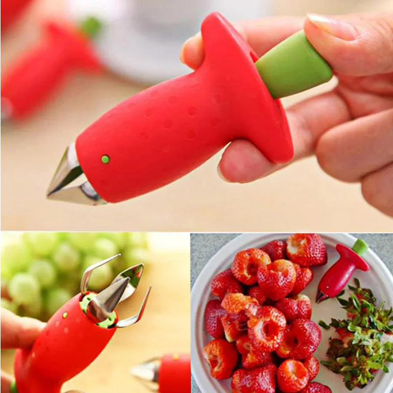 

Red Strawberry Huller Strawberry Top Leaf Remover Tomato Stalk Fruit Knife Stem Remover Portable Kitchen Tool Drop shipping B091