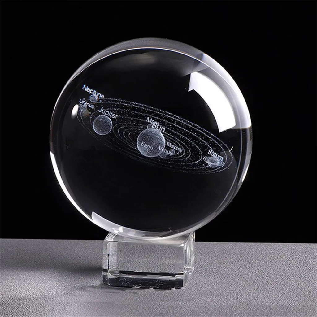 3D Solar System Crystal Ball Engraved Solar System Miniature Planets Model 3D Solar System Crystal Ball Crystal Ball