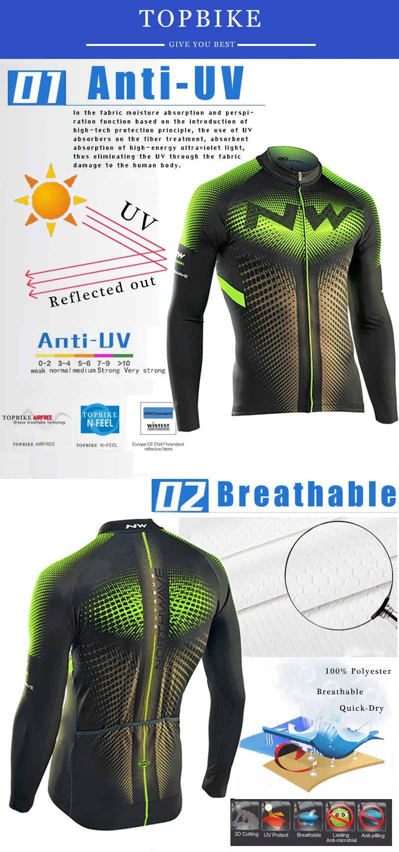 Long Sleeve Men's Cycling Jersey Breathable NW Brand Cycling Bicycle Clothing Quick-Dry Mountain Bike Clothes Cycling Wear