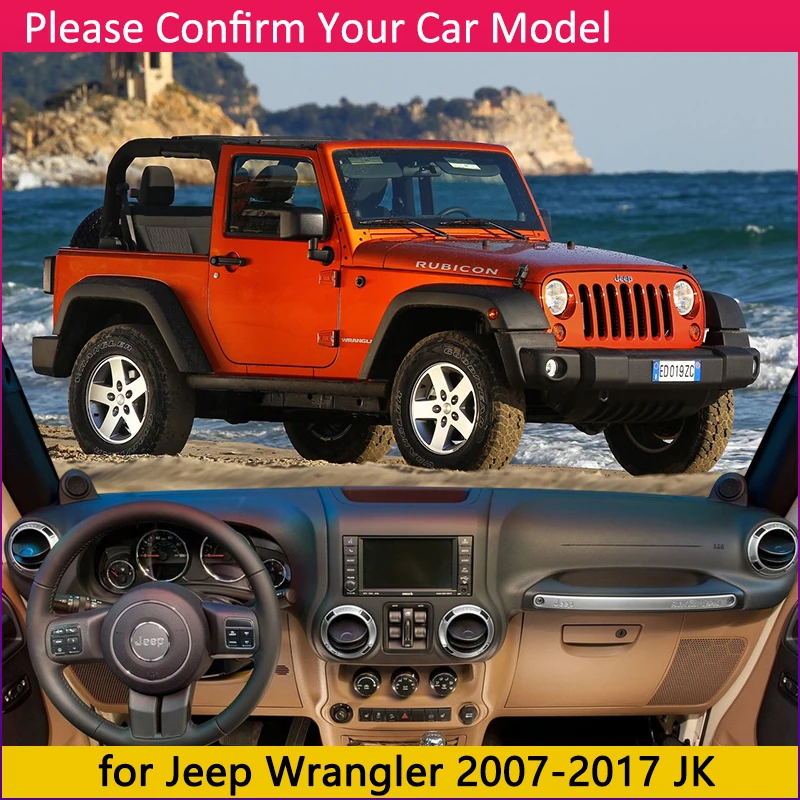 Для Jeep Wrangler JK 2007~ Противоскользящий коврик, коврик на приборную панель Зонт приборной аксессуары 2008 2009 2010 2012 2013