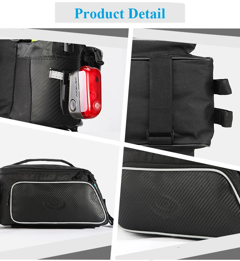 Clearance ROSWHEEL 10L Cycling Bike Carbon Fiber Leather Bicycle Rear Rack Seat Pannier Bag Pouch rear rack cargo bag 4