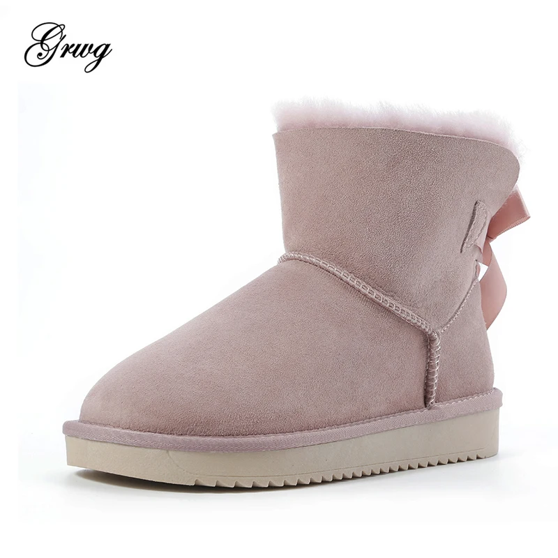 GRWG/высококачественные зимние ботинки из овечьей кожи г. Зимний натуральный мех, водонепроницаемая женская обувь из натуральной шерсти, модная женская обувь
