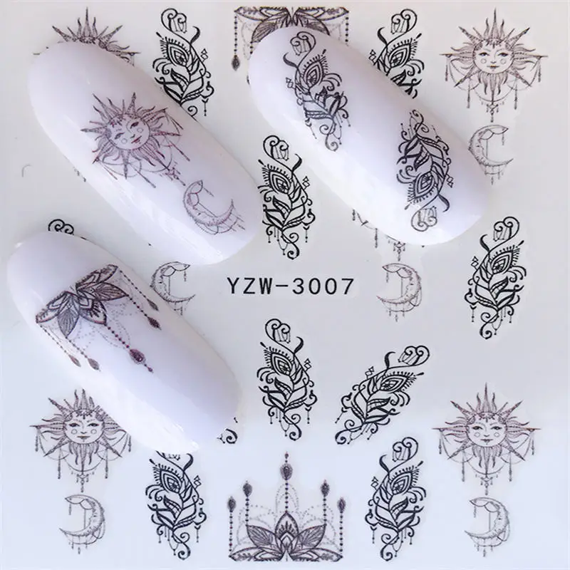 YWK 1 шт. цветы/Цветочная лоза серия для дизайна ногтей водяные знаки татуировки украшения Наклейка на ногти водная переводная наклейка украшение - Цвет: YZW-3007