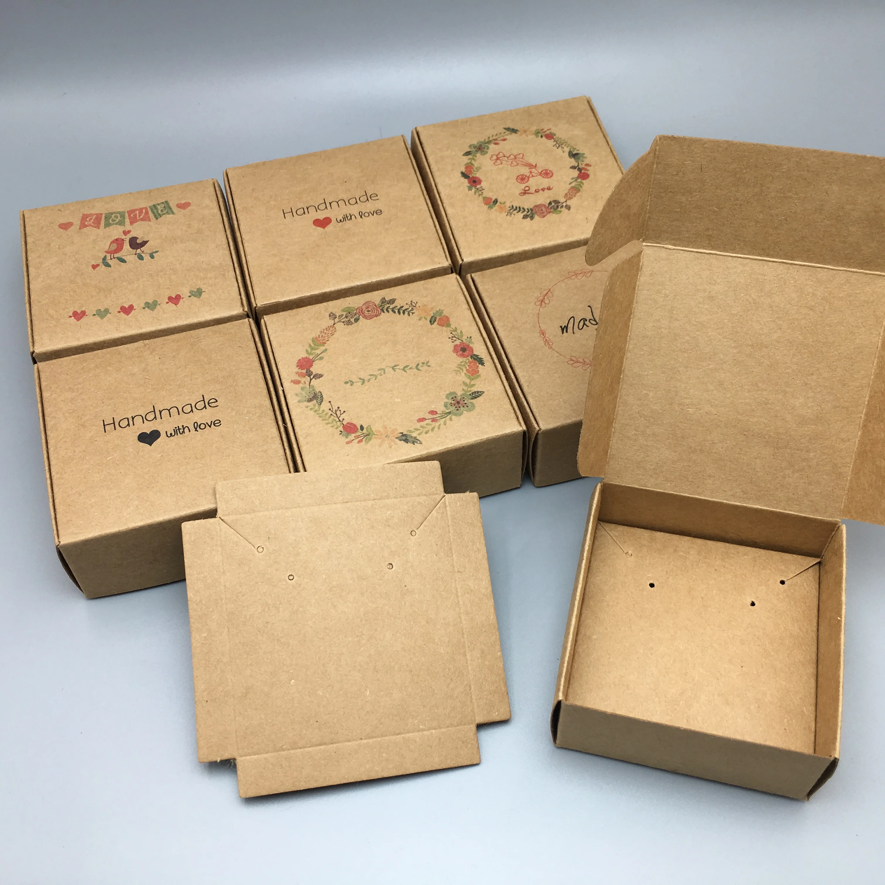 

1 set 6.5x6.5x3cm Various colors kraft paper airbox necklace/pendant display box DIY jewelry box