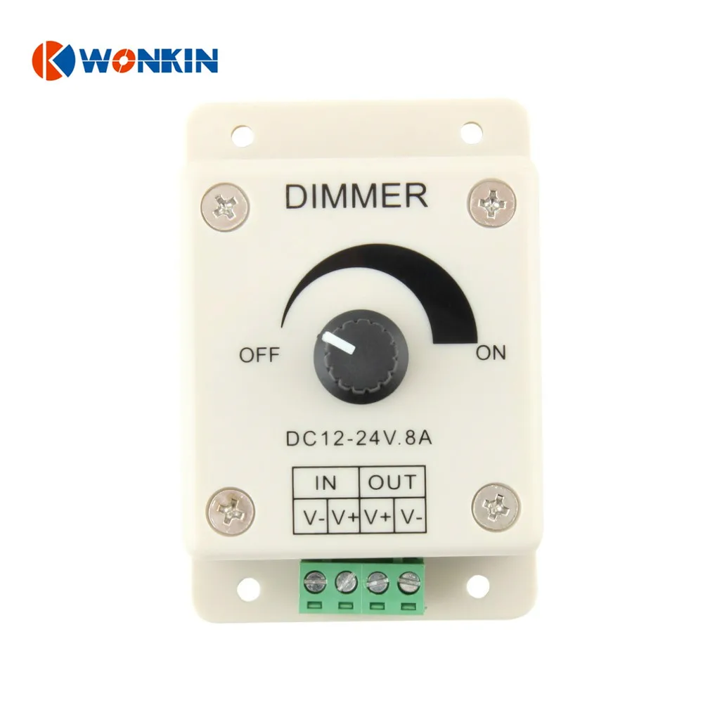 

10pcs dimmer 12v 8A 0-100% LED Strip Dimmer Adjustable Brightness Controller Hot Selling
