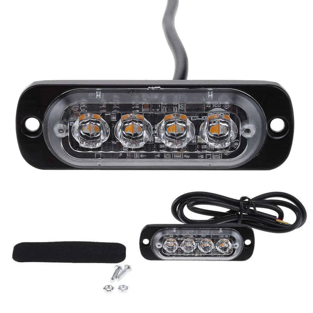 12V 24V Янтарный 4LED 12W автомобиль грузовик стробоскоп вспышка аварийное