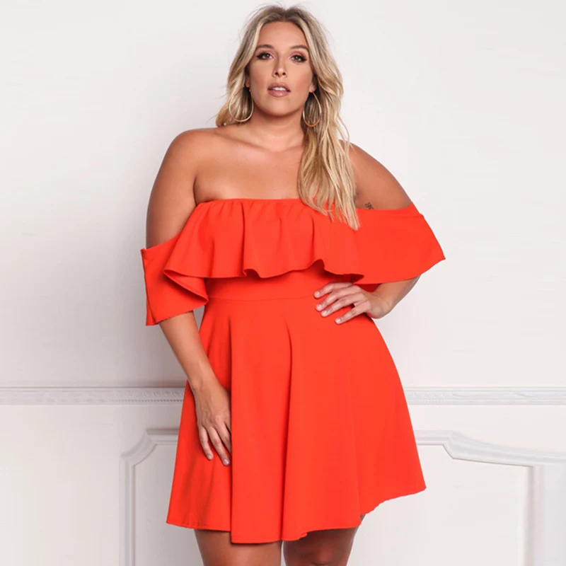 Summer-Women-Sexy-Slash-Neck-Short-Sleeve-Dress-Off-Shoulder-Ruffles-Elegant-Solid-Ladies Empire-Dresses-Party-Female-SCL0117 (4)