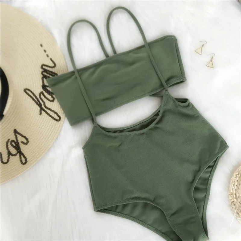 2018 New Swimwear Brazilian Sexy Solid Irregular Strap Bikini Set Women Swimming Wear Bathing Suit Biquini Maillot De Bain4