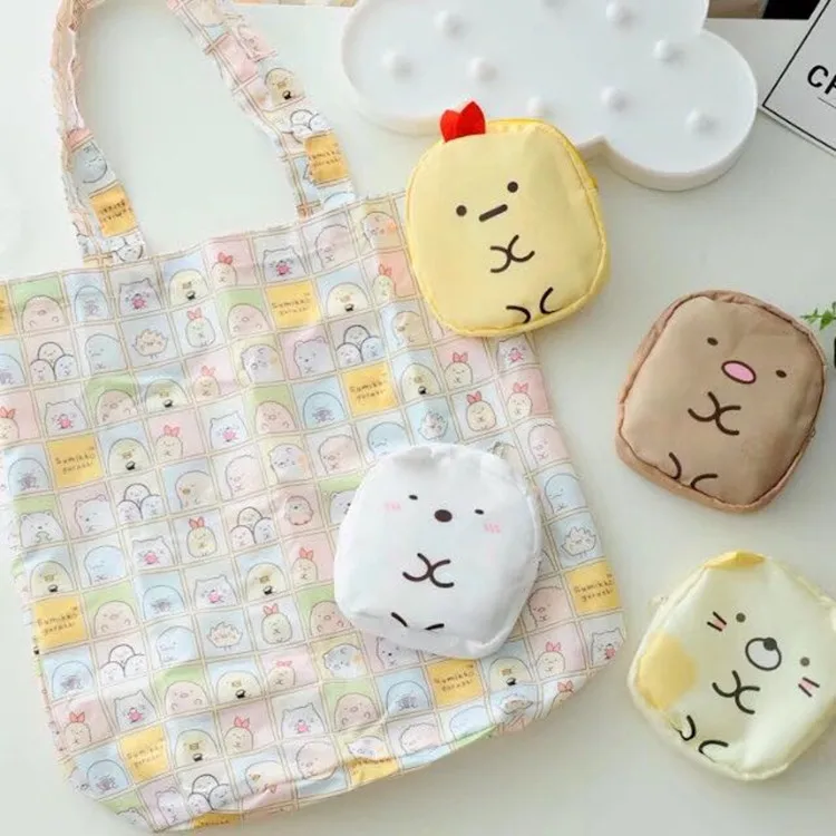 Мультяшная Милая Дамская Складная перерабатываемая сумка для покупок мини эко многоразовая сумка для покупок с короткими ручками Сумка Мультфильм Цветочные фрукты овощные продуктовые