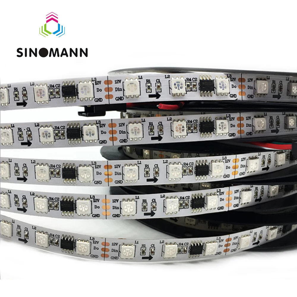 buy 5M WS2811 LED Strip DC12V Ultra Bright Highly Efficient 5050 SMD RGB LEDs High Light Addressable 30 48 60leds m White Black PCB