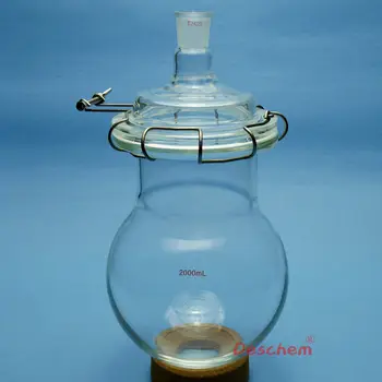 

2000ml 24/29 1-Neck Glass Reaction Vessel,2L Chemistry Reactor W/Lid and Clamp
