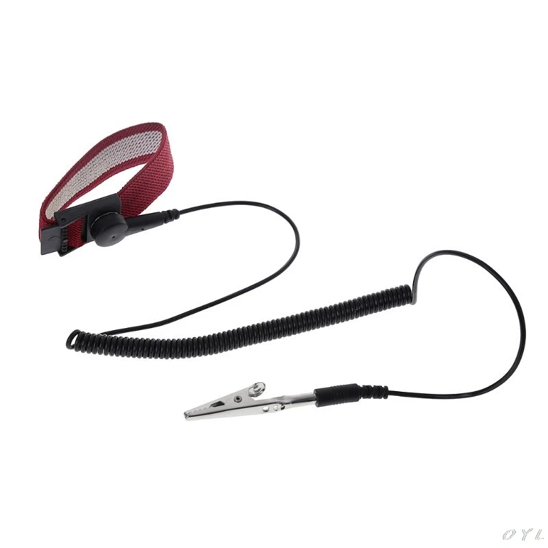 ESD Anti Static Adjustable Metal Wrist Strap Band Bracelet Clips Grounding