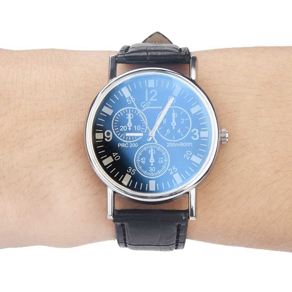 Модные мужские часы стекло Blue Ray часы нейтральные кварцевые имитирующие наручные часы Роскошные деловые часы Relogio Masculino