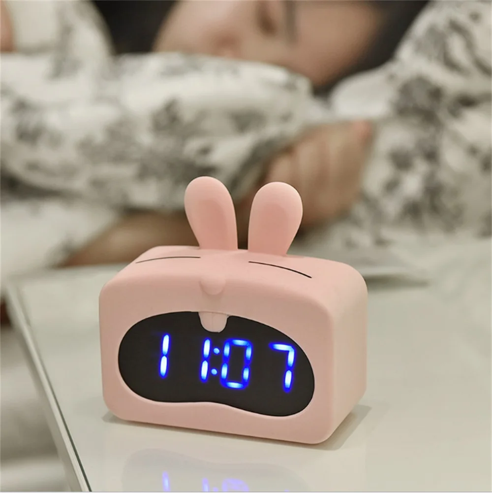 Rabbit Digital Alarm Clock LED Desktop Alarm Clocks for Kids Room Sound