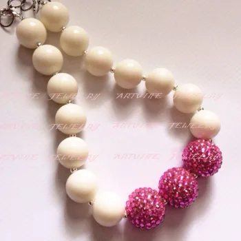 

10pcsGlitz n Glam bubblegum beaded necklace. chunky statement necklaceB583
