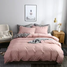 Breve Colcha Estilo Double-Sided Cor Sólida Set Capa de Edredão Único Casal King Queen Size de Solteiro 3 pçs/set Colcha Da Cama