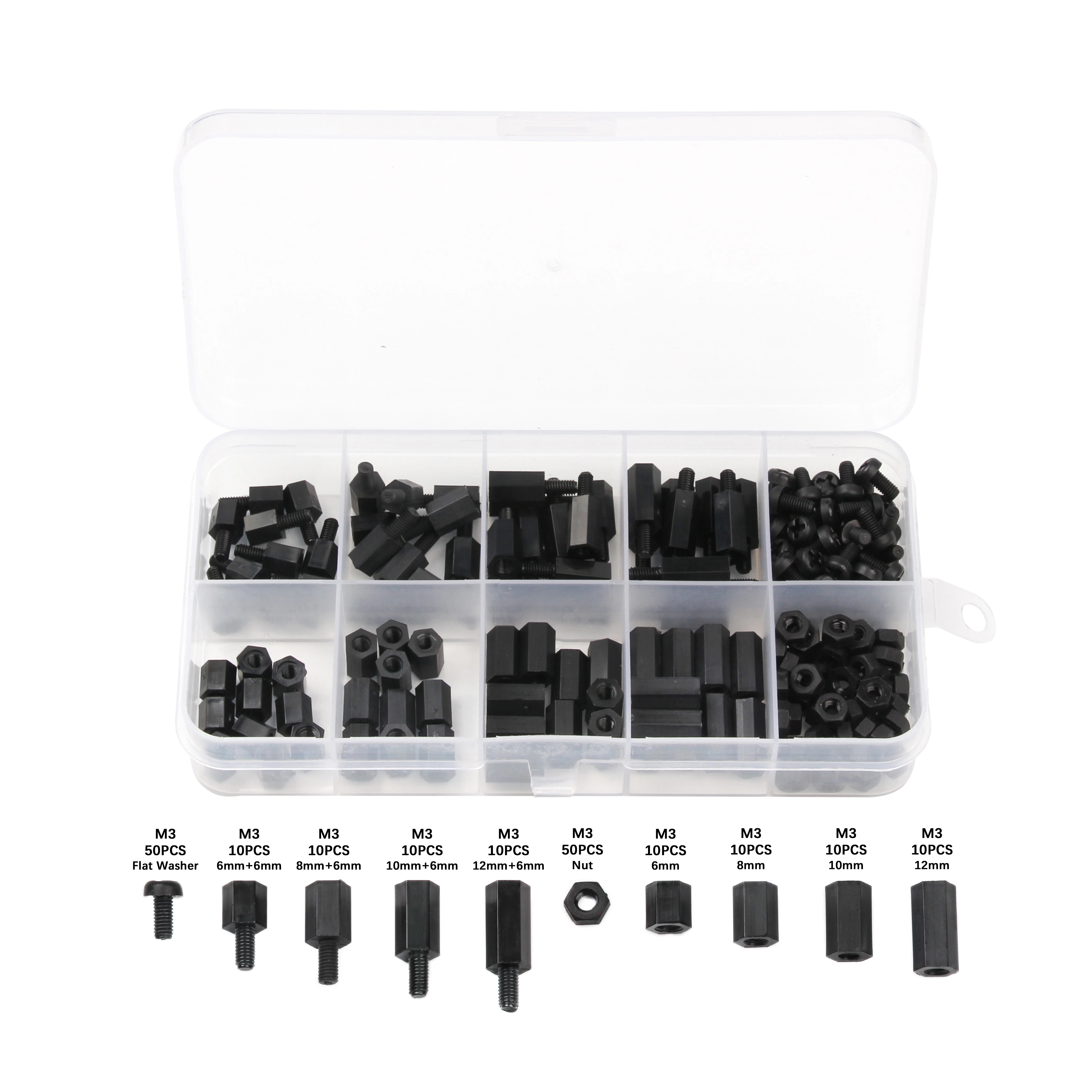 300x M3 Male Female Nylon Hex Spacer Standoff Screw Nut PCB Motherboard Assorted 300x M3 Male Female Nylon Hex Spacer Standoff Screw Nut PCB Motherboard Assorted