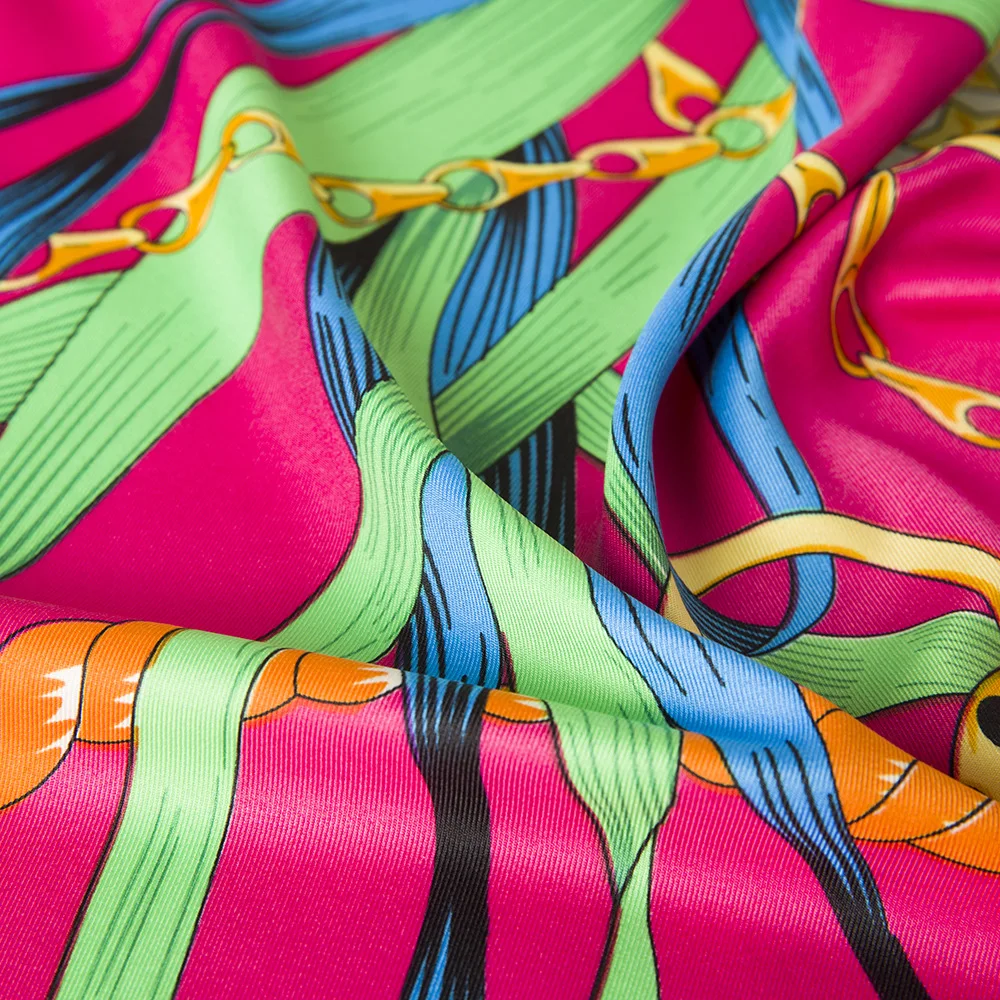 Популярный бренд женский саржевый шелковый шарф цепочка шелковая лента Принт шарф платок головная повязка в виде чалмы большой хиджаб квадратные шарфы Femal Foulard