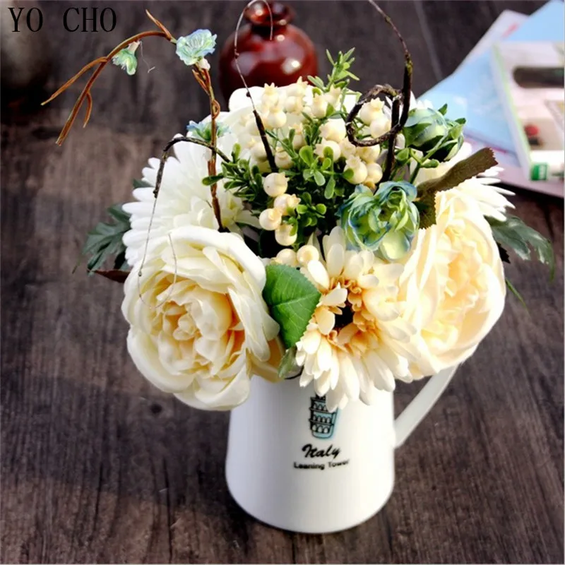 6 Heads Real touch rose decorative flowers Artificial Peony Flower bouquet For Wedding Party Bridal Home Decor | Дом и сад