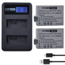 2 шт 1500 mAh LPE5 LP-E5 LP E5 цифровой Батарея + ЖК-дисплей USB двойной Зарядное устройство для Canon 450D 500D 1000D поцелуй X2 X3 F Rebel XSi Xli XS