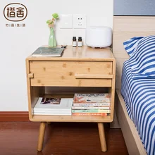 Bamboo Nightstand Table Modern Night Table for Bedroom Bedside with Storage Drawer Furniture