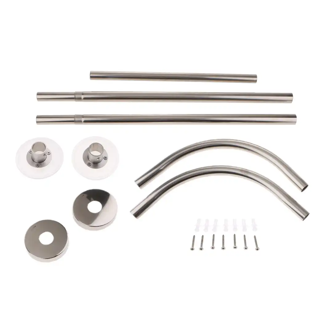 Steel Shower Curtain Rail 31 47inch Corner Rail Rod Bath Tub Pole