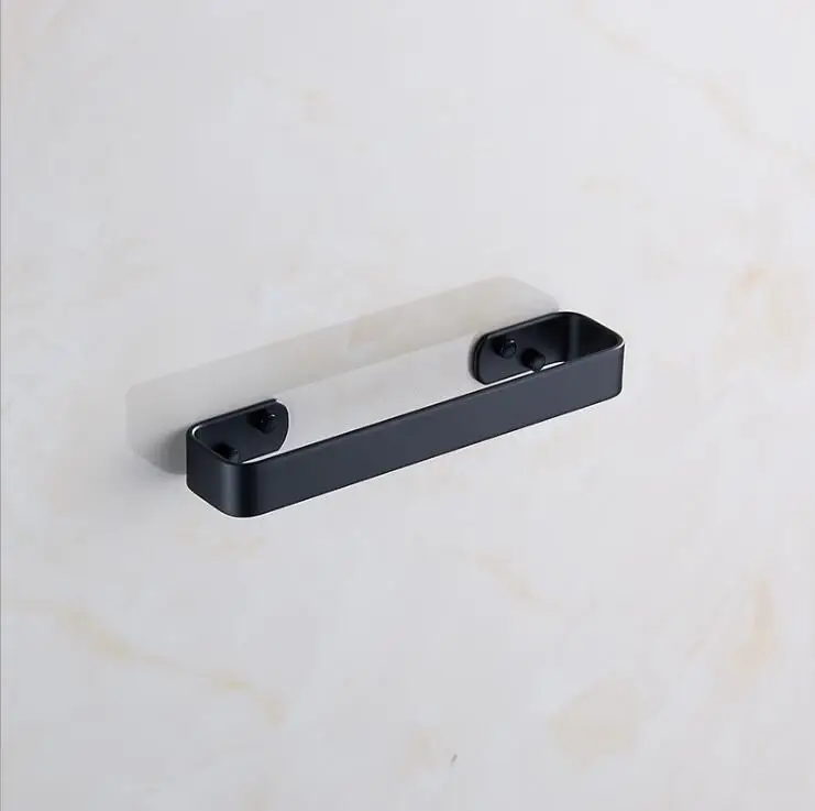 Billig Solide Raum Aluminium Schwarz Handtuch Bar Einzigen Handtuch Rack Bad Matte Schwarz Wand Montiert Handtuch Halter 20 30  40 50 60 cm