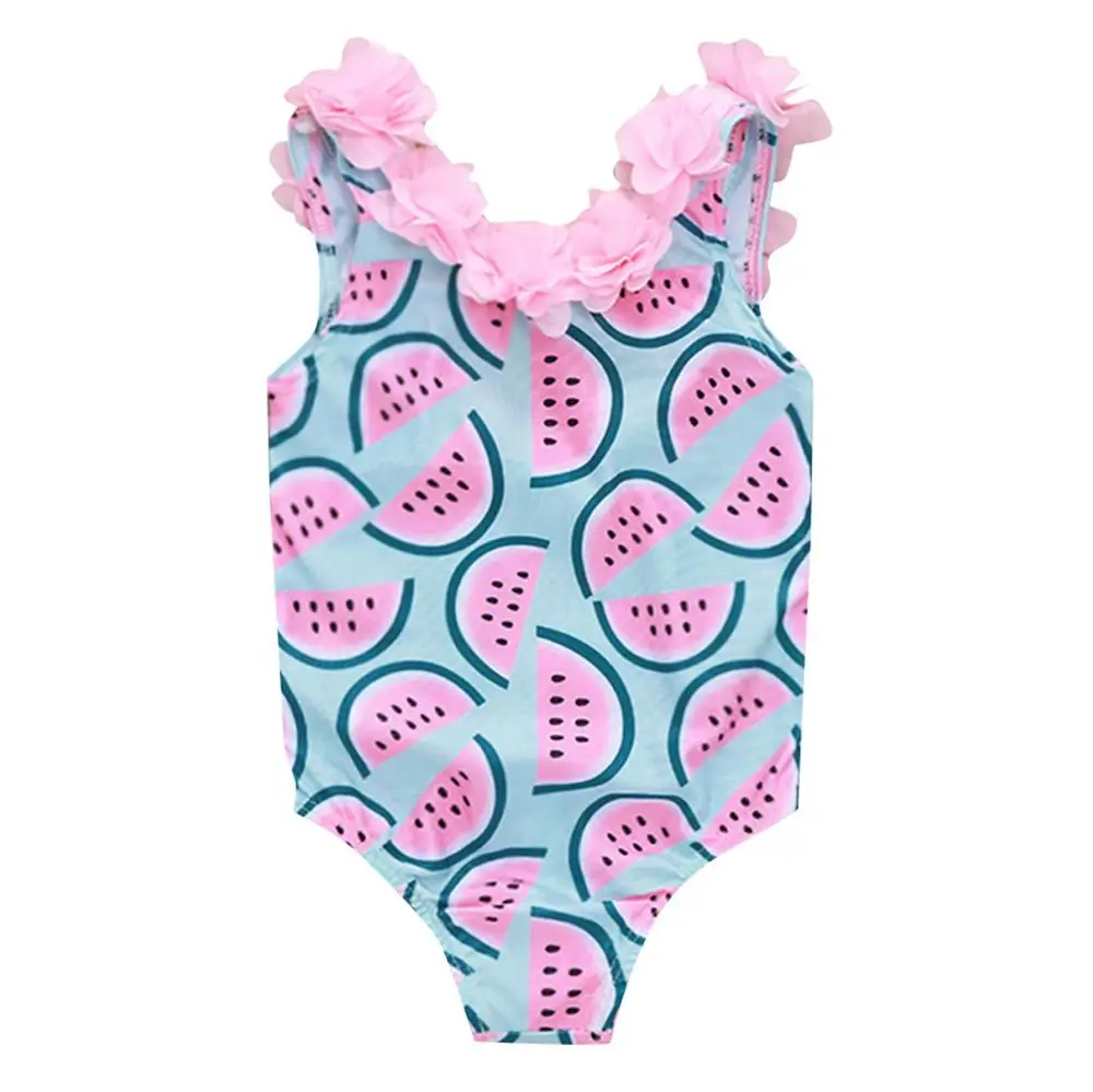 Одежда для купания для девочек; детский пляжный купальник для маленьких девочек; одежда для купания; детский кружевной купальник без рукавов с принтом арбуза и лепестками; A1 - Цвет: 12-18 Months
