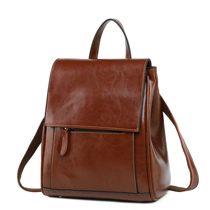 QIAOBAO, роскошный рюкзак из натуральной кожи, женские сумки в консервативном стиле, рюкзак для девочек, школьные сумки, модные, из воловьей кожи, сзади - Цвет: Coffee