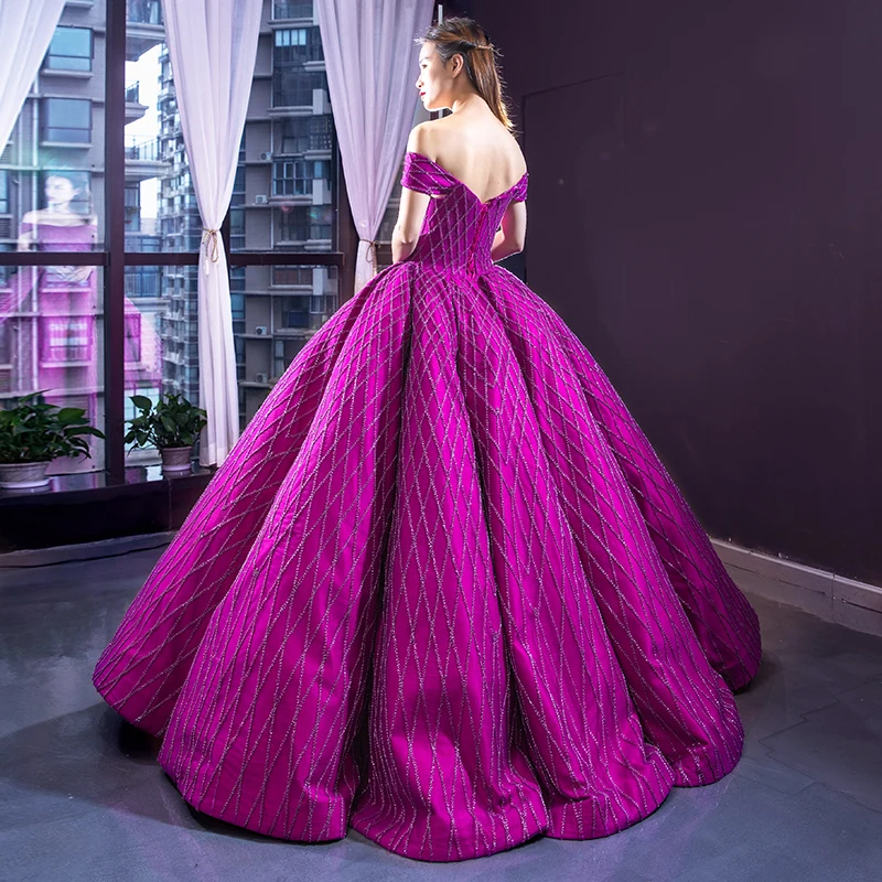 Purple Red Floor Length Evening Gowns Elegant Formal Sequins Long Maternity Dresses Satin Celebrity Formal Dresses Evening 2019