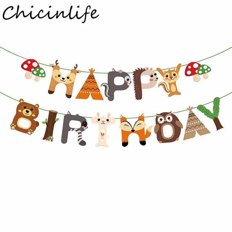 

Chicinlife 1 компл. Лесной джунгли сафари с днем рождения Баннер Дети День Рождения Декор детский душ лес джунгли вечерние принадлежности