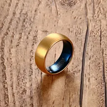 Мужские кольца с куполом золотого цвета, матовое кольцо из карбида вольфрама для мужчин, обручальное кольцо, трендовые модные ювелирные изделия, голубой Анель