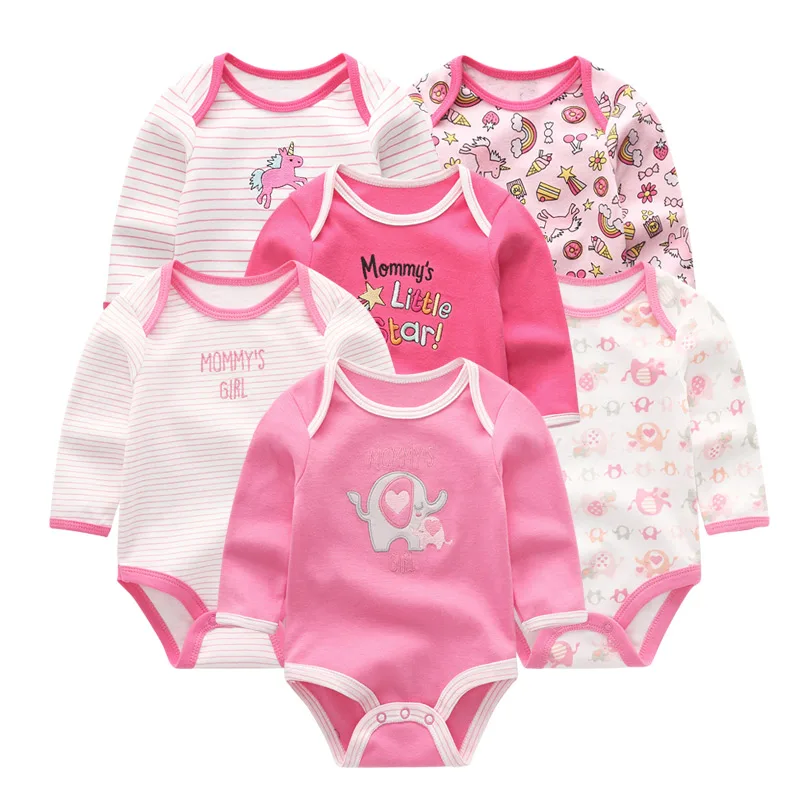 6 шт./партия, зимнее боди с длинными рукавами для новорожденных, roupa de bebe, одежда для маленьких мальчиков и девочек - Цвет: BDL6023