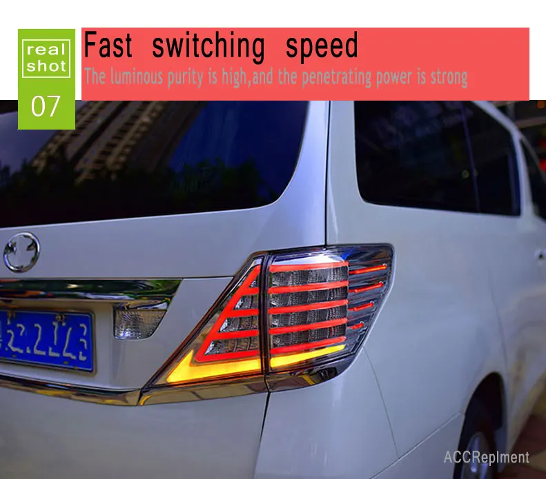 4 шт. автомобильный Стайлинг для Toyota Alphard задние фонари 2007-2013 для Alphard светодиодный задний фонарь+ сигнал поворота+ тормоз+ обратный светодиодный свет