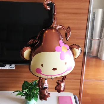

1 pc 120 X 86cm Lovely flower monkey Aluminum foil balloons birthday party decorations kids toys Animal zoo festa ballons