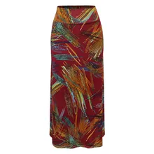 Женская юбка, винтажная, с принтом, плиссированная, миди юбка, длинная, макси юбка, с геометрическим принтом, сумка, бедра, рыбий хвост, длинная, макси юбка