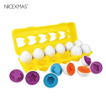 

12 Pcs Educational Matching Egg 6 Colors Eggs Toys Sorting 12 Different Shapes Eggs Puzzle Eggs For Girls Boys