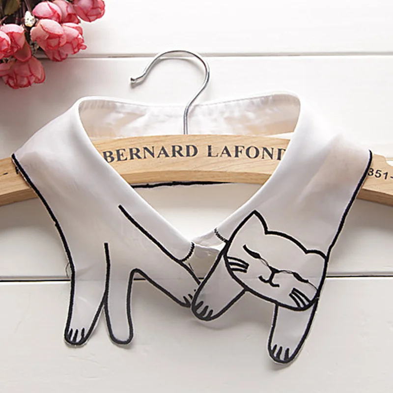 

Women removable ladies multilayer Collocation Shirt False Bow Color decorative stand collar Cute color embroidery small lapel