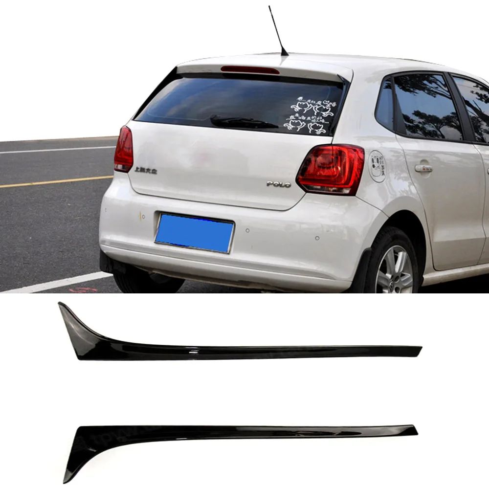 

For Volkswagen Polo 2012 2013 2014 2015 2016 2017 2018 ABS Plastic Rear Painted Black Windshield Trunk Wing Lip Spoiler 2Pcs/set