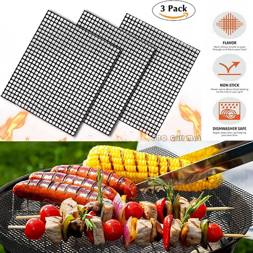 1/2/3 шт Коврик для гриля, сетка для барбекю, антипригарное жаростойкое приготовление, лист для гриля, лайнер для рыбы