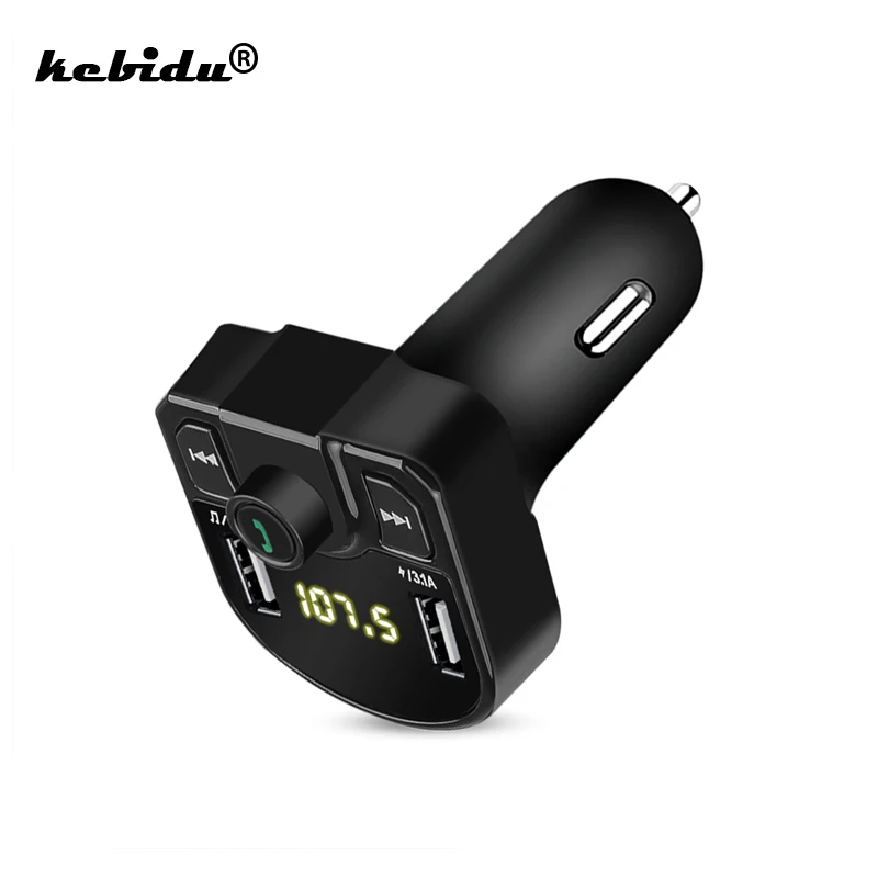 

kebidu Car Bluetooth Charger MP3 Radio Player With Dual USB Charger Voltage LED Display TF Card Music HandFree FM Transmitter