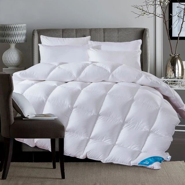 white 100 duck down duvet winter autumn stiching quilted quilt twin comforter size
