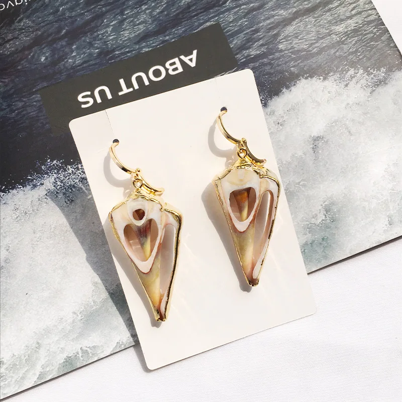 JCYMONG 12 Models Natural Shell Drop Earrings Gold Color Geometric Earrings For Women Bohemian Sea Ocaen Style Earrings Jewelry