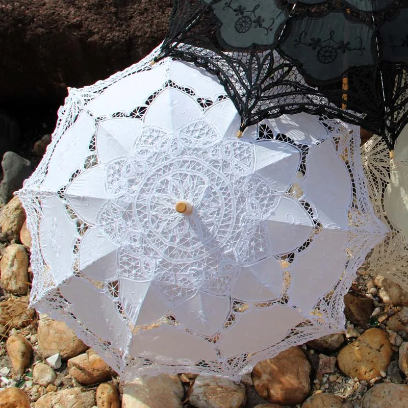 10 шт. в партии фабричная викторианской лес Свадебные кружева Зонтик белый бежевый черный зонт вечерние подарки